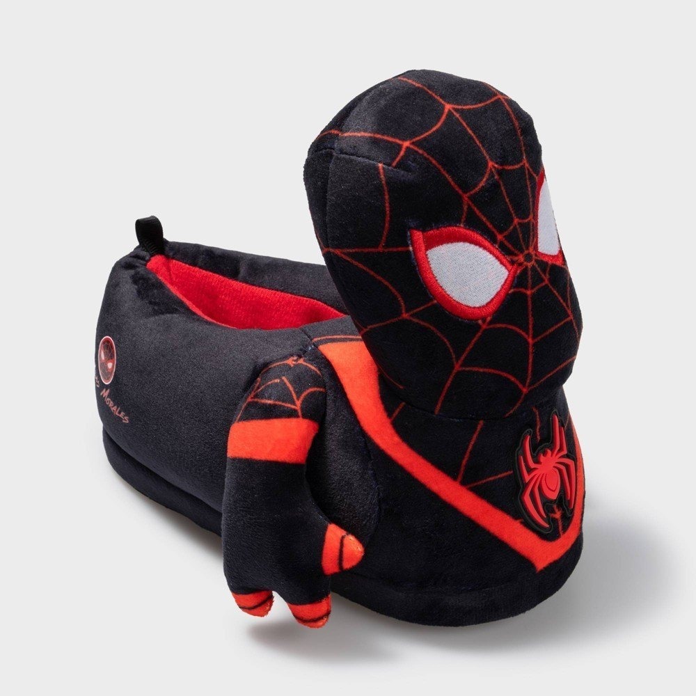Marvel Spider-Man Miles‎ Morales 3D Plush Slippers Boys Youth Size 4/5 Black Red